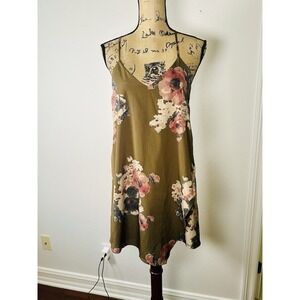 Intimately Free People Cascades Dress Strappy Slip Dress Olive Green Size Small